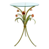 Pedestal table / Side table bouquet of flowers / Roses wrought iron 1960 vintage