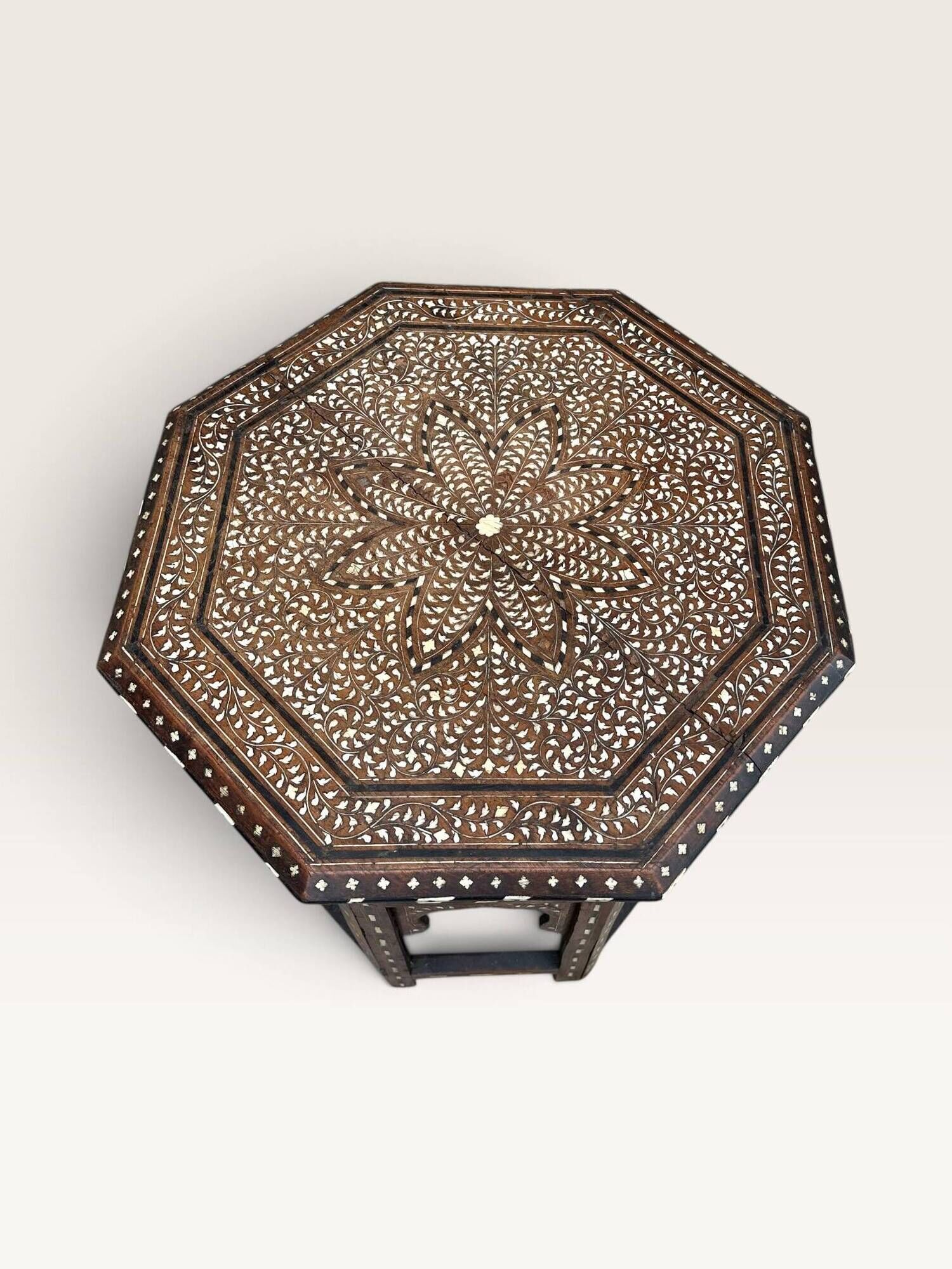 Hoshiarpur octagonal side table, rosewood, mother-of-pearl and bone, 1880