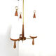 Vintage teak chandelier with white glass shades, 1960s