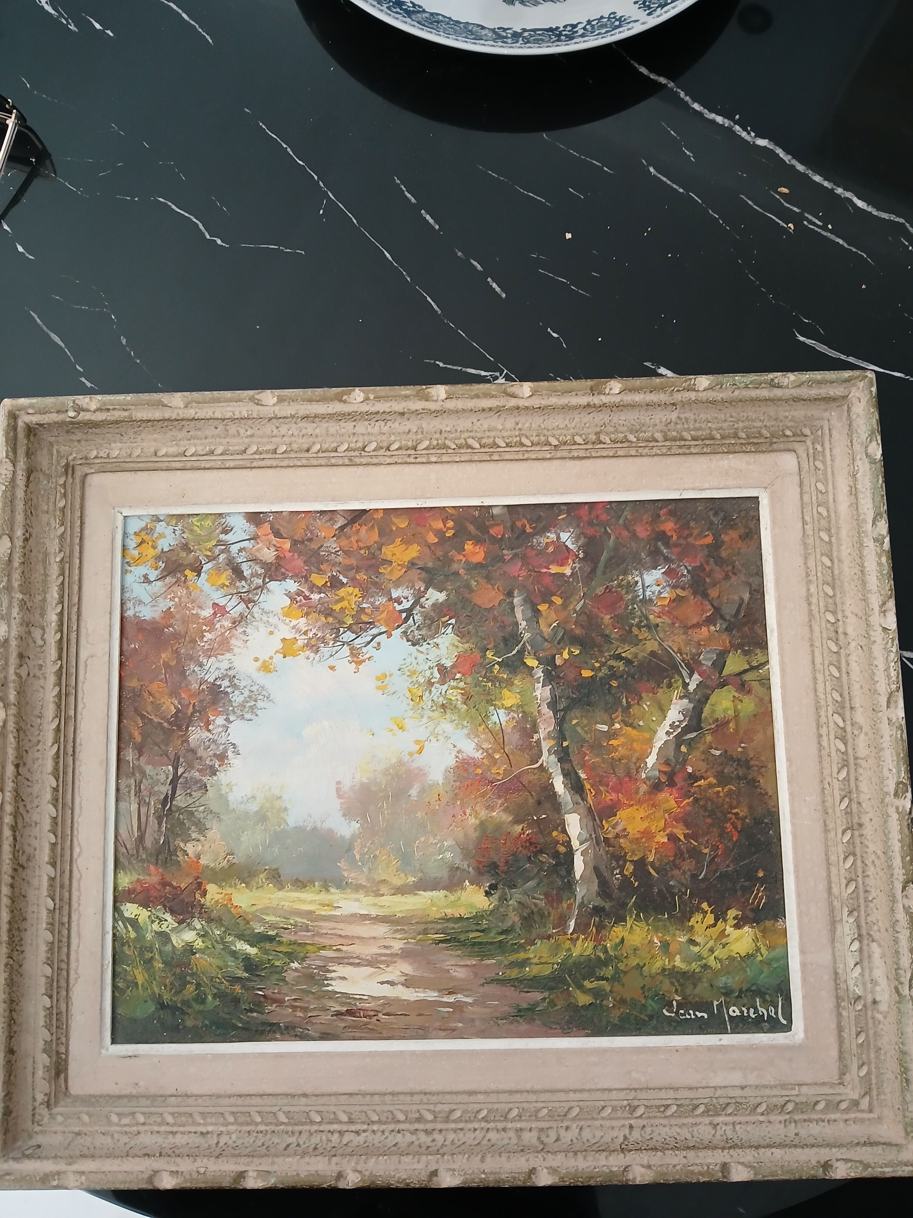Oil on canvas "Autumn" by Jean Maréchal – Handmade wooden frame