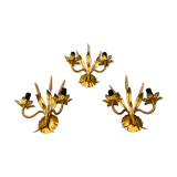 3 wall lamps ear of wheat golden foliage