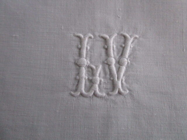 Embroidered/monogrammed antique tea tablecloth