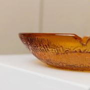 Amber Glass Ashtray - Vintage Textured Glass, Italy 1980s, Decorative Retro Gift