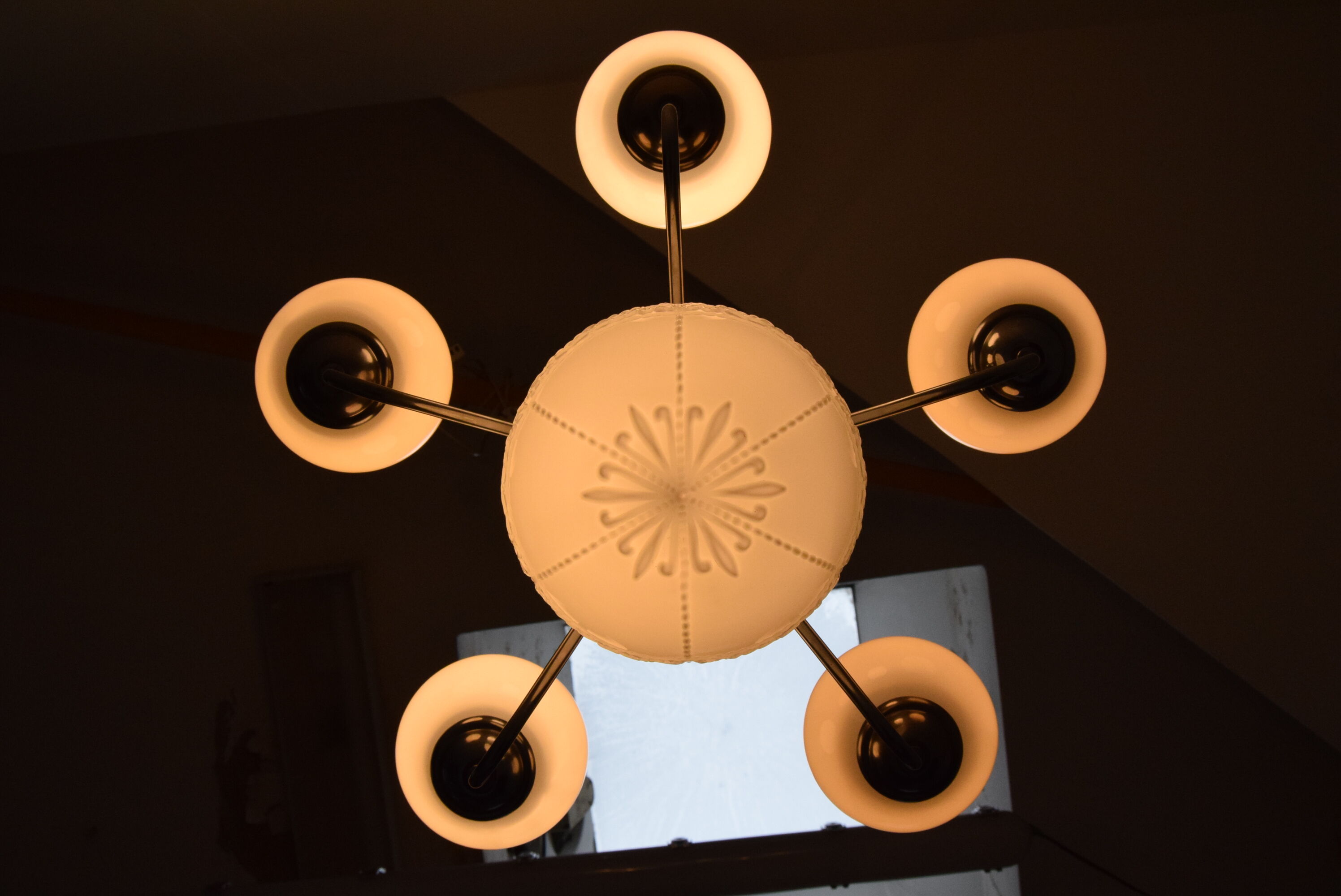 Art deco chrome chandelier,1930's.