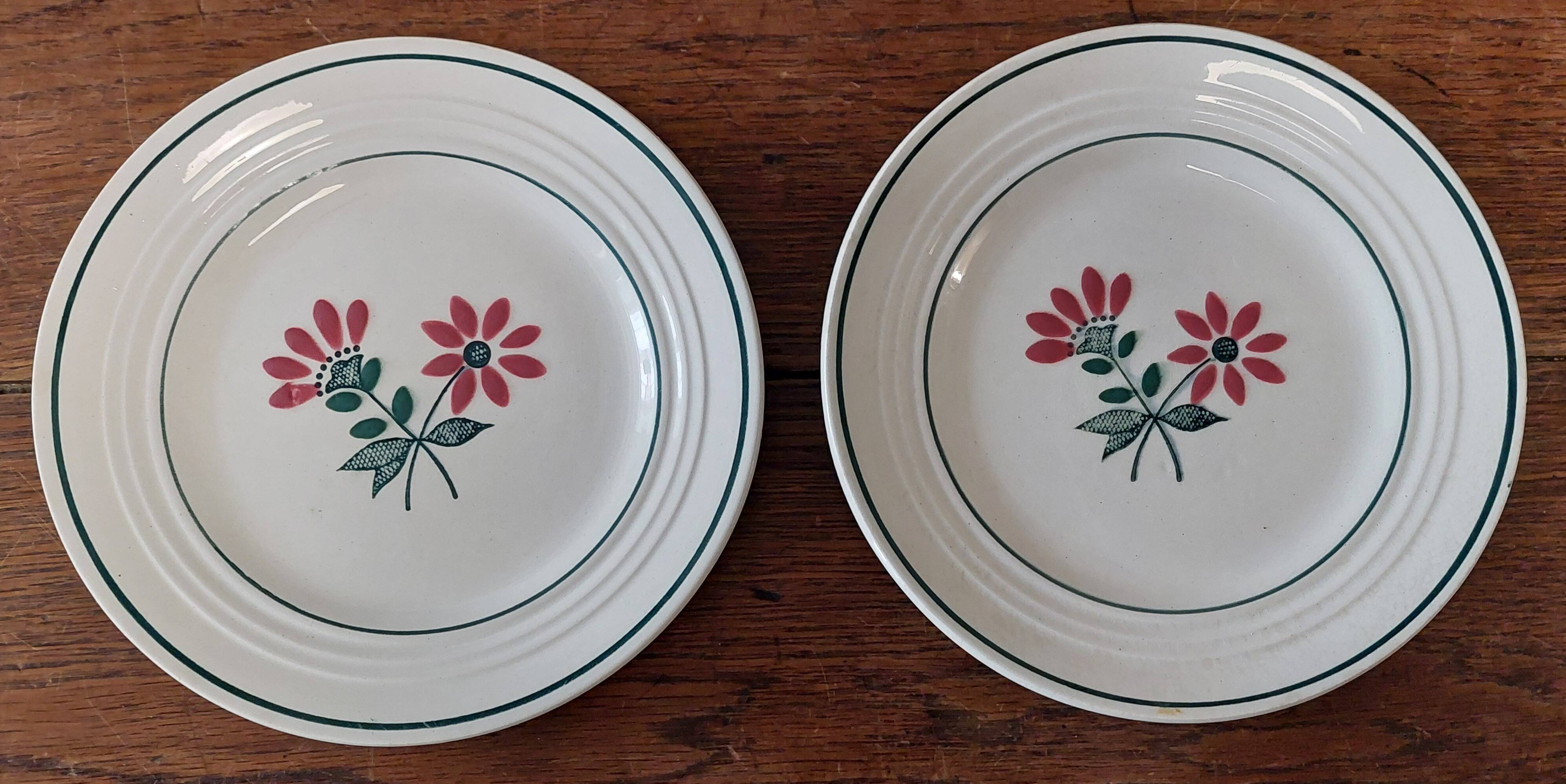 Pair of Ceranord earthenware dessert plates, Gigi model