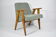 Armchair 366, designer J. Chierowski, 1960s, green fabric, teak