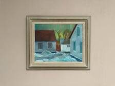 Original Swedish Oil on Canvas – "Vinter Kväll Viks" by Albert Krüger (1885–1965) – Signed – 1945 – Vintage and Framed