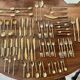 Housewife Table cutlery for 6 people. bamboo brass 78 pieces