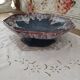 Cut on pedestal in gypsy blue ceramic lava effect burgundy and white signed GF