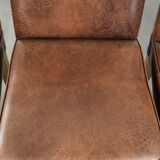 Vintage set of 4 dining chairs made of sheepskin leather with a high back