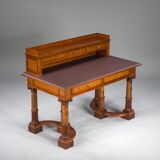 Wilhelmine secretary in walnut & exotic veneer with leather top