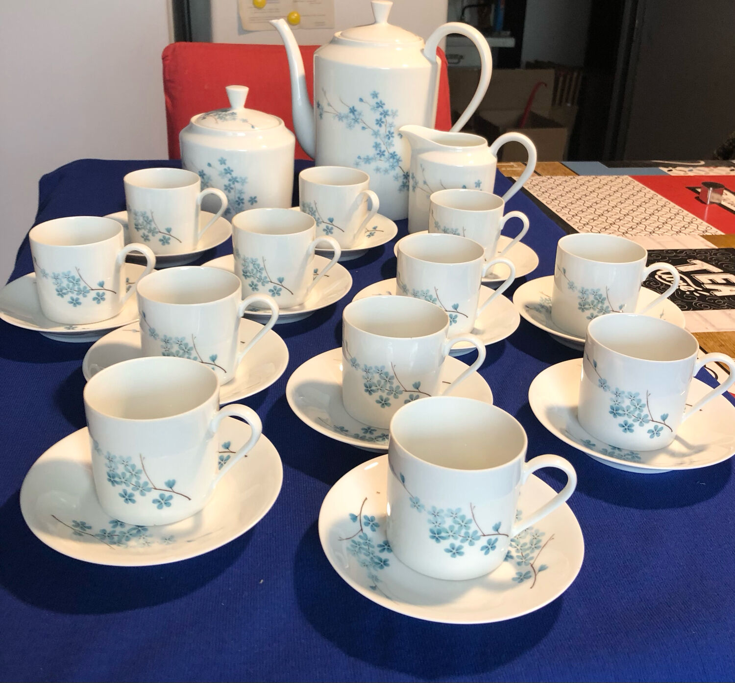 Former coffee service Myosotis porcelaine of Limoges