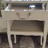 Set of two bedside tables in pearl gray painted wood 1960