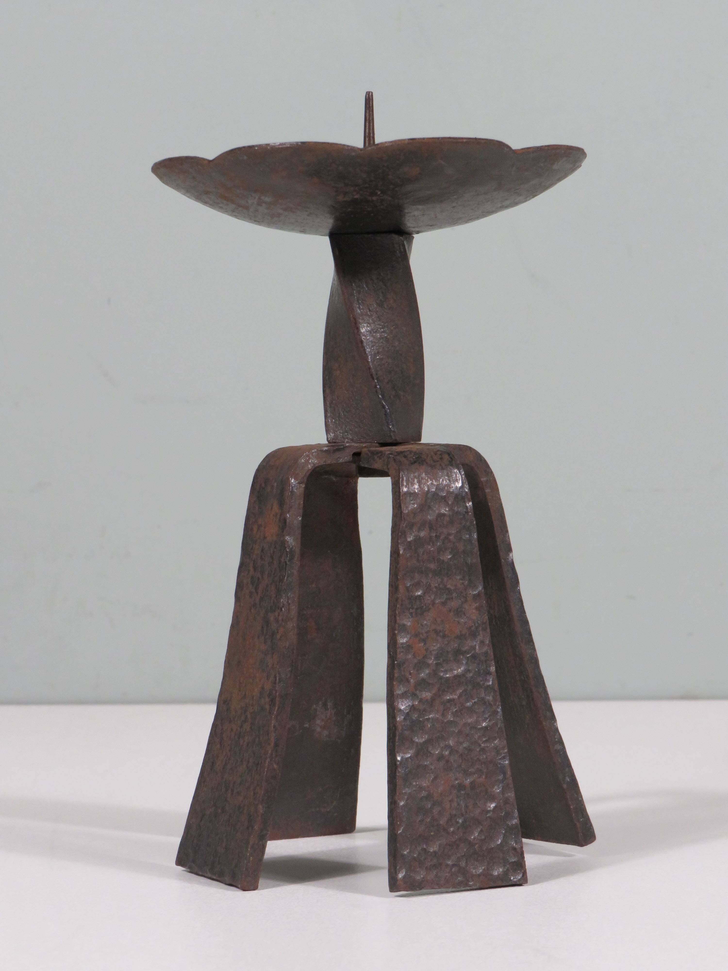 Hand forged vintage and brutalist candlestick