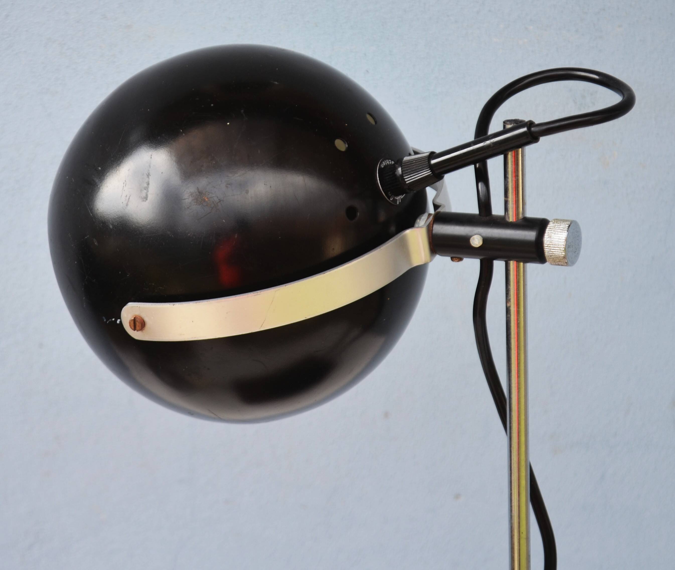 Mid Century Lamp Halo Leuchte Ball Eye - Space Age Black  - Germany Made