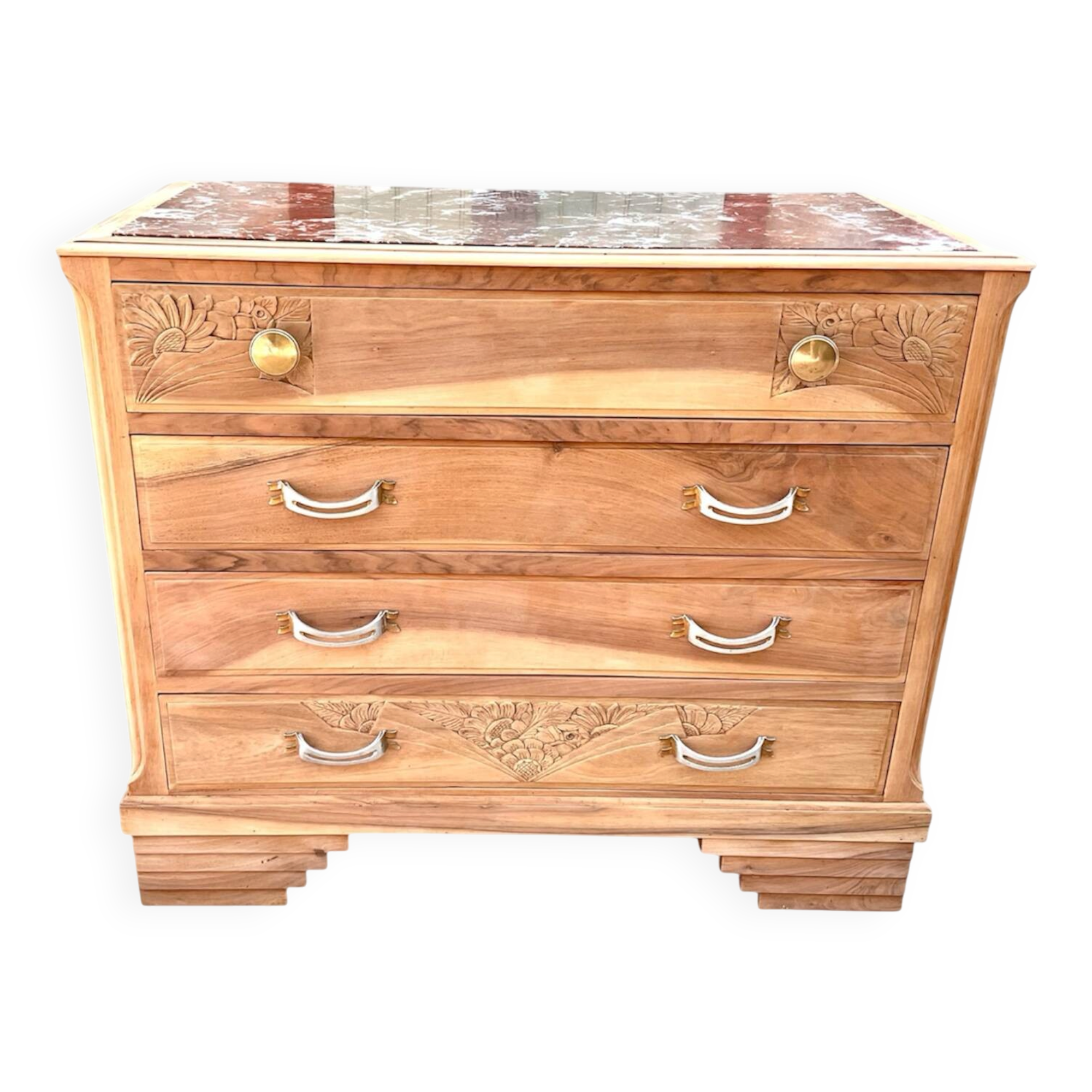 Art Deco walnut chest of drawers