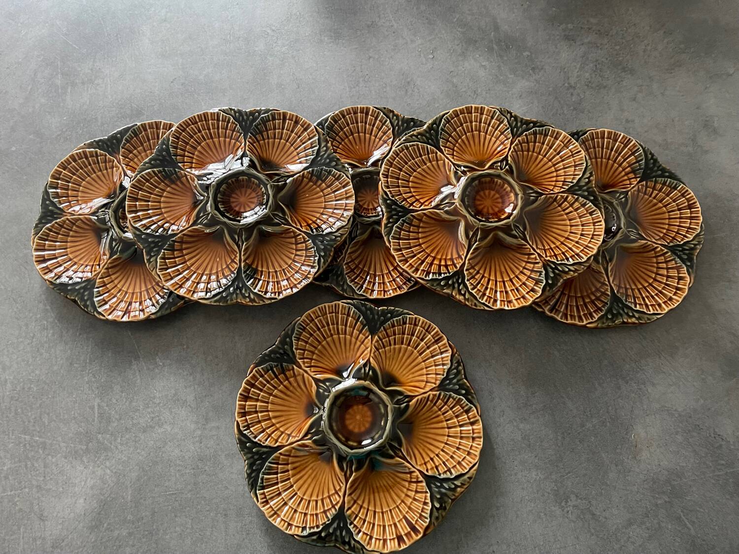 Sarreguemines majolica oyster plates