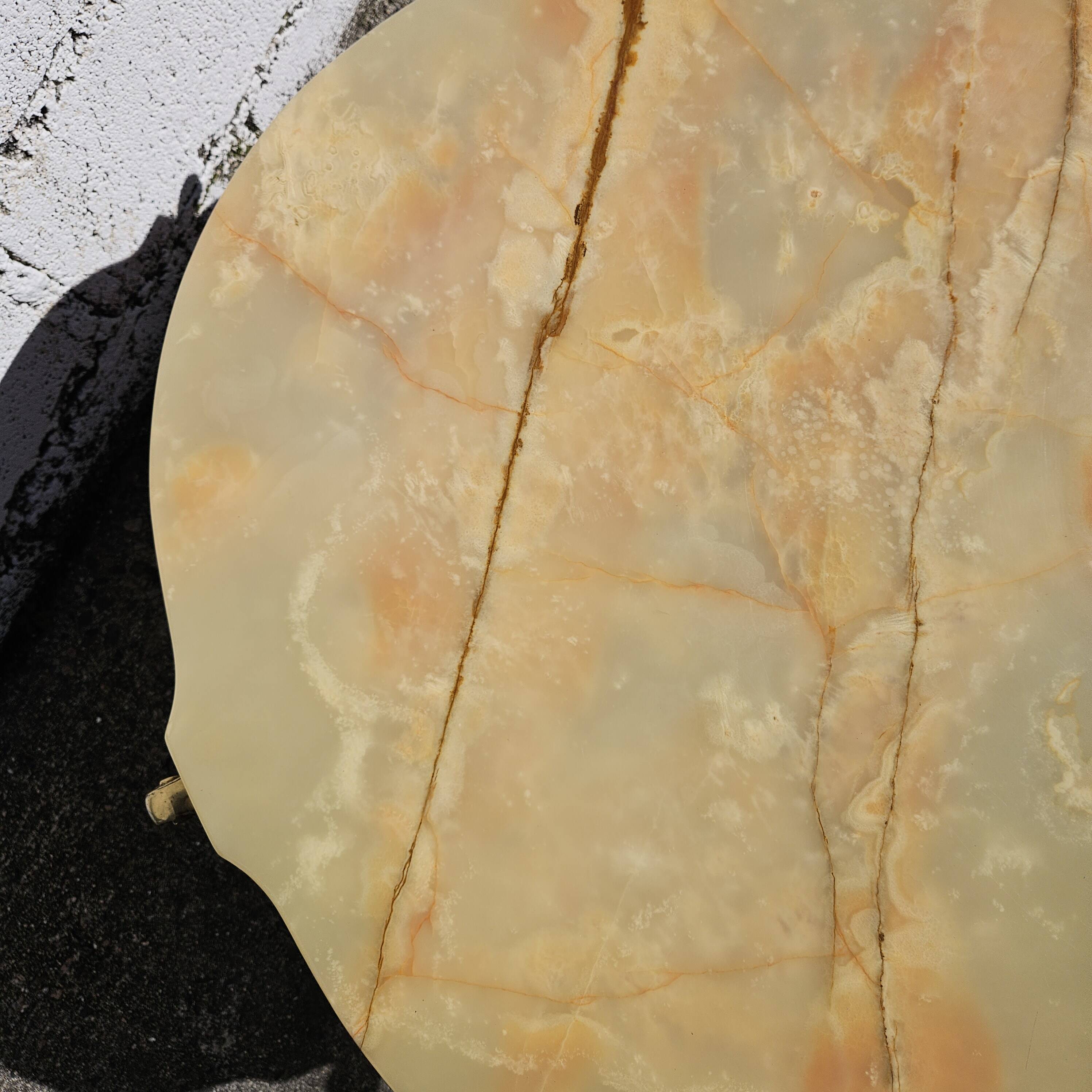 French Vintage Onyx Marble Bronze Coffee Table Style Louis XV 60s