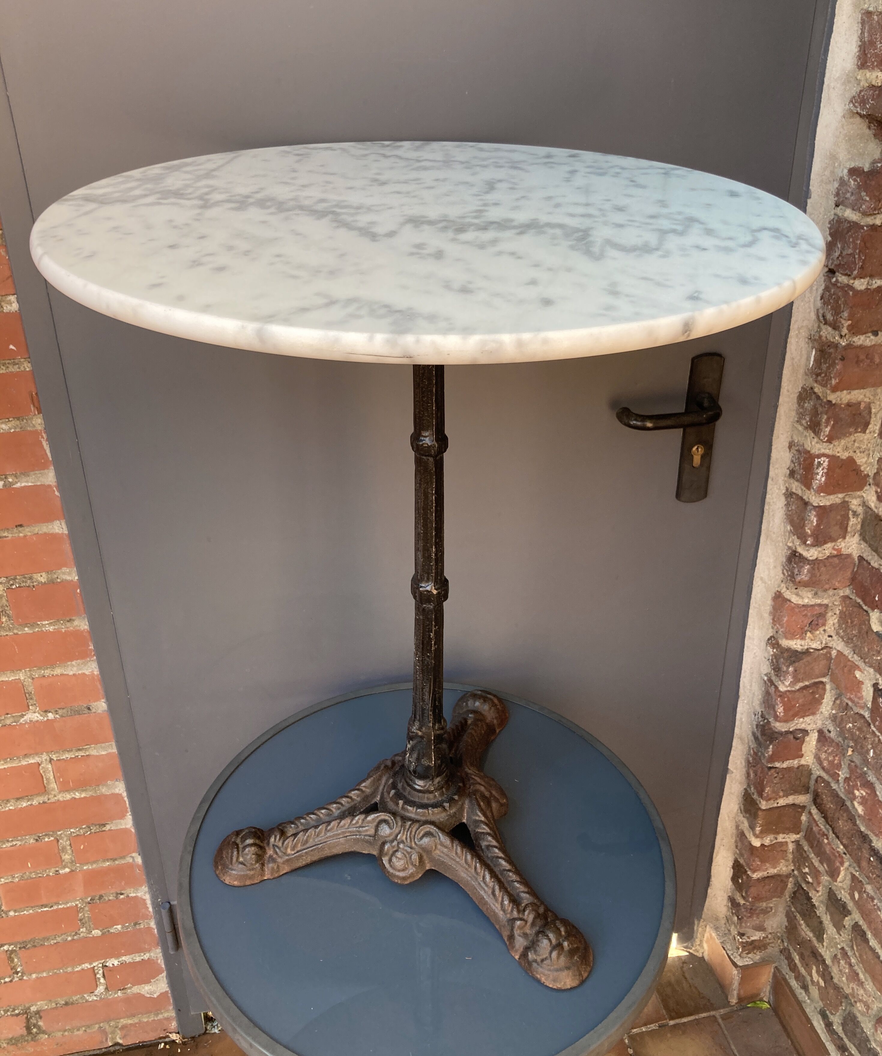 Bistro table marble and cast iron art deco