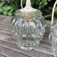 Pair of Bubble Pendant Lamps in Amber Glass Vintage 70s