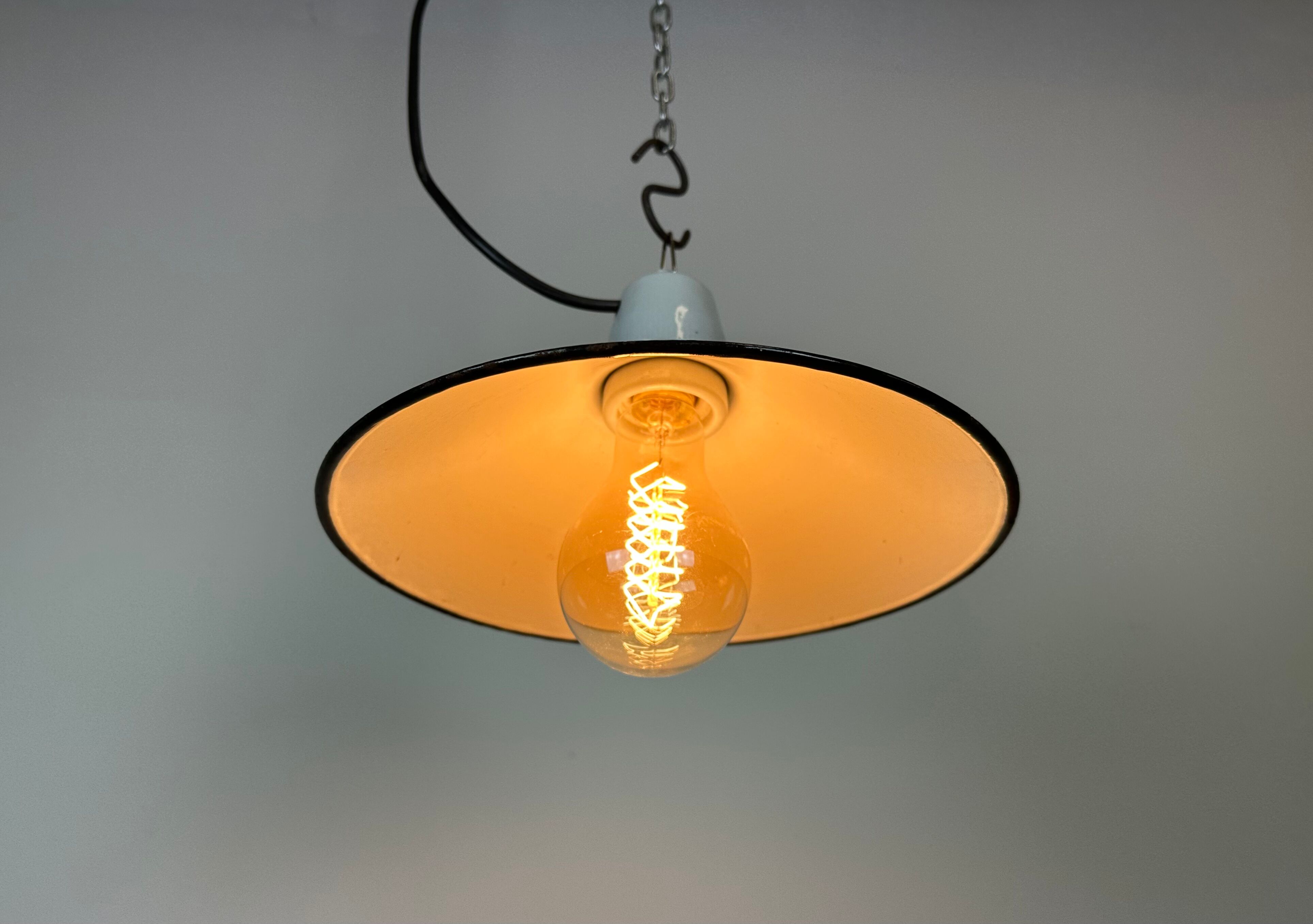 Industrial petrol enamel pendant light, 1970s