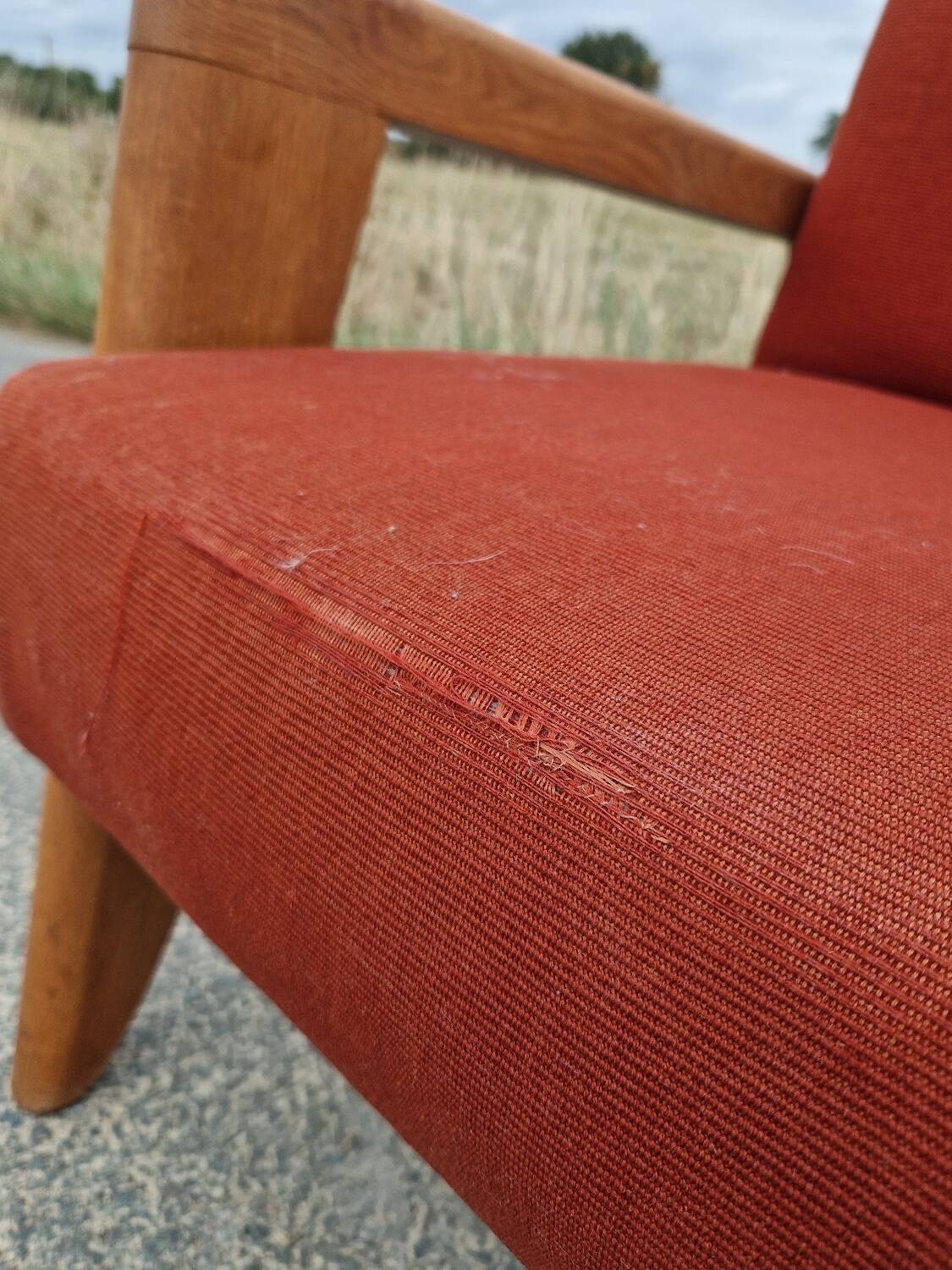 Antique solid oak armchair