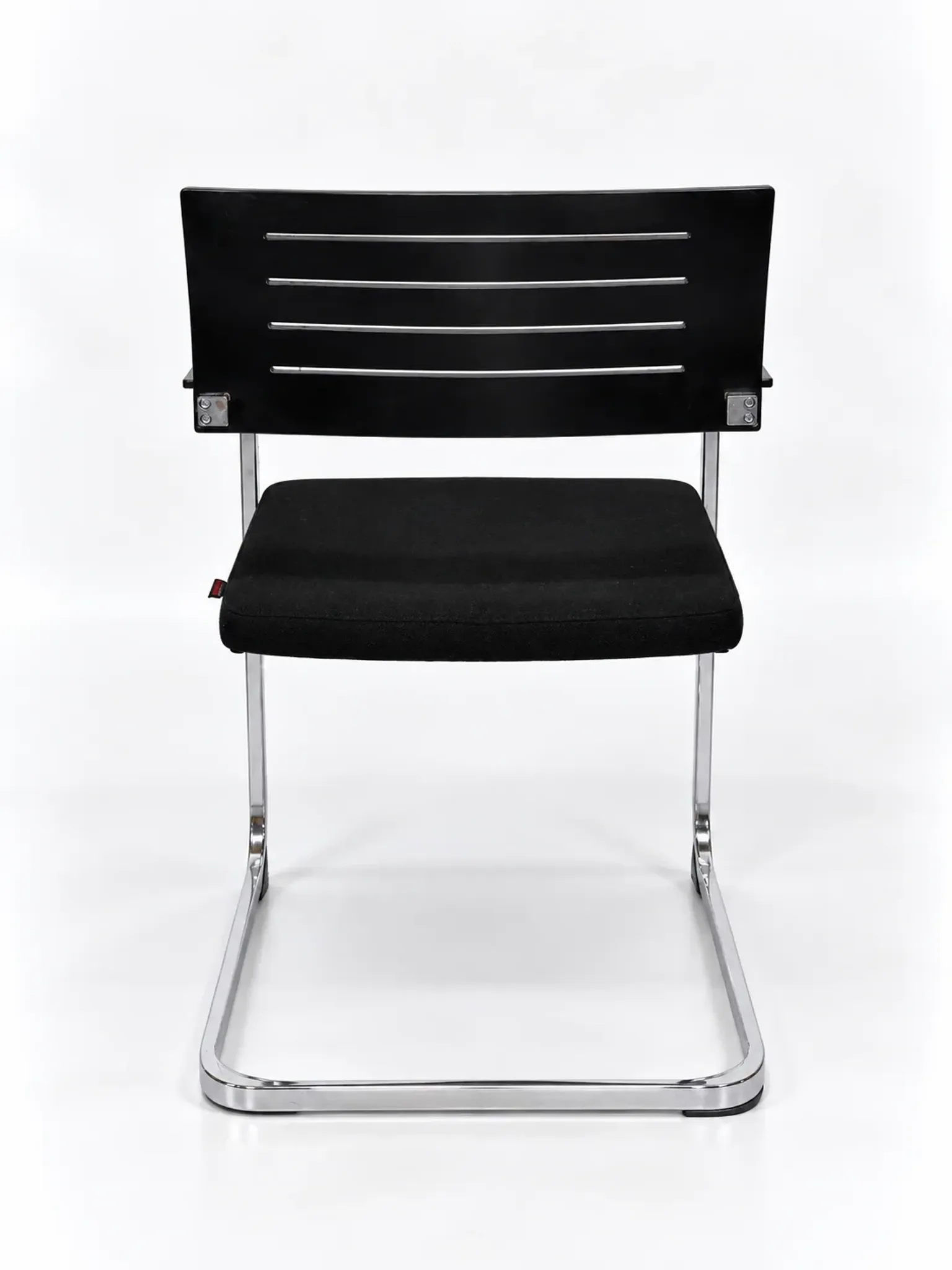 Set of 6 Züco cantilever chairs, black wood and chrome.