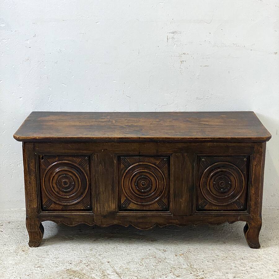 Antique solid oak storage bench
