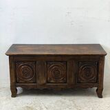 Antique solid oak storage bench