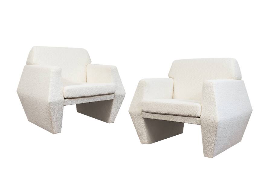 Geometric Vintage Armchairs By Lfm, Poland, 1970s, Set Of 2