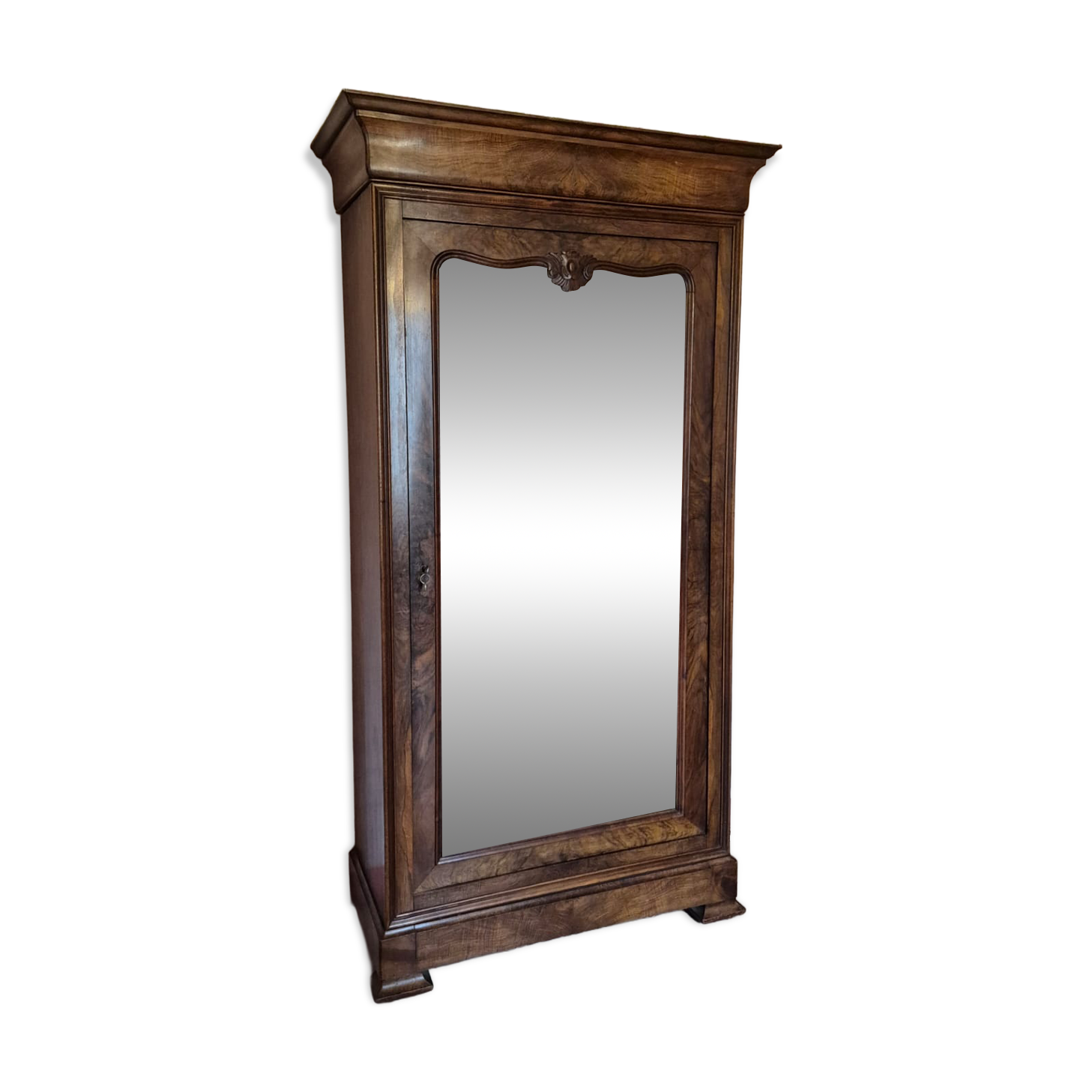 Antique wardrobe with one door and mirror.