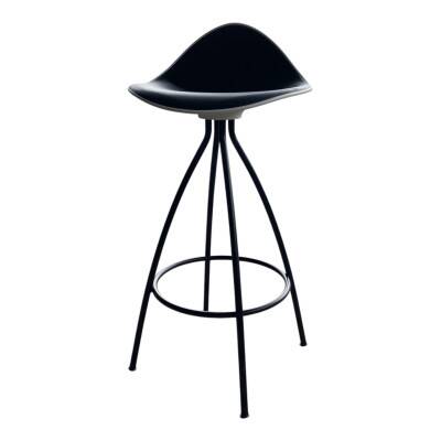 Black and white designer stool with a metal base model Onda STUA