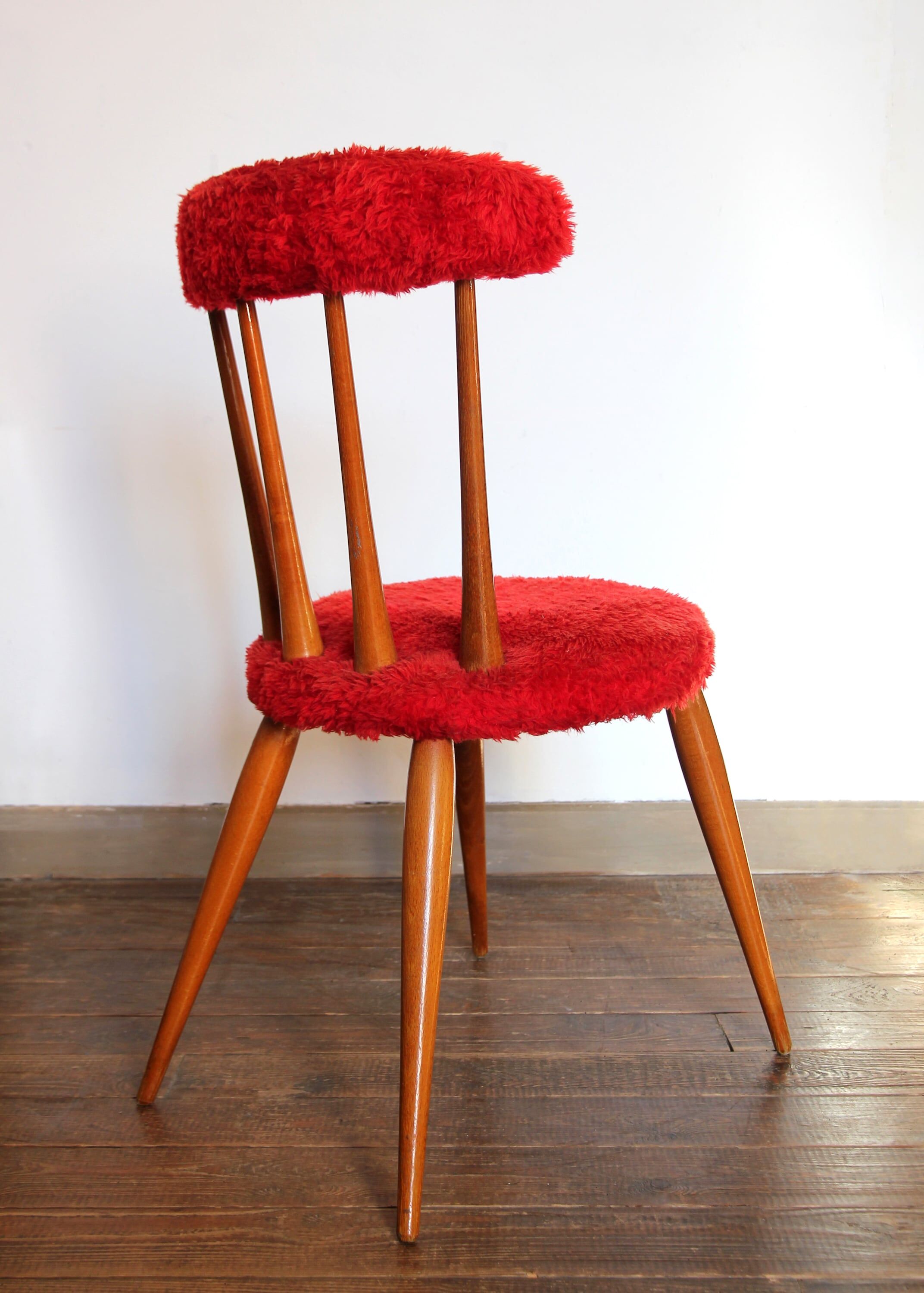 Vintage red furry chair