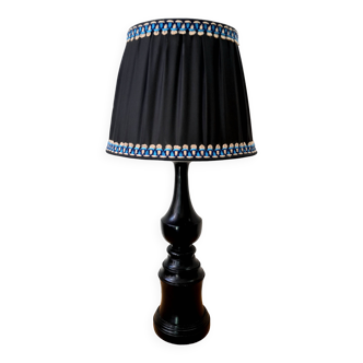 Art deco wooden lamp 1930 and couture lampshade