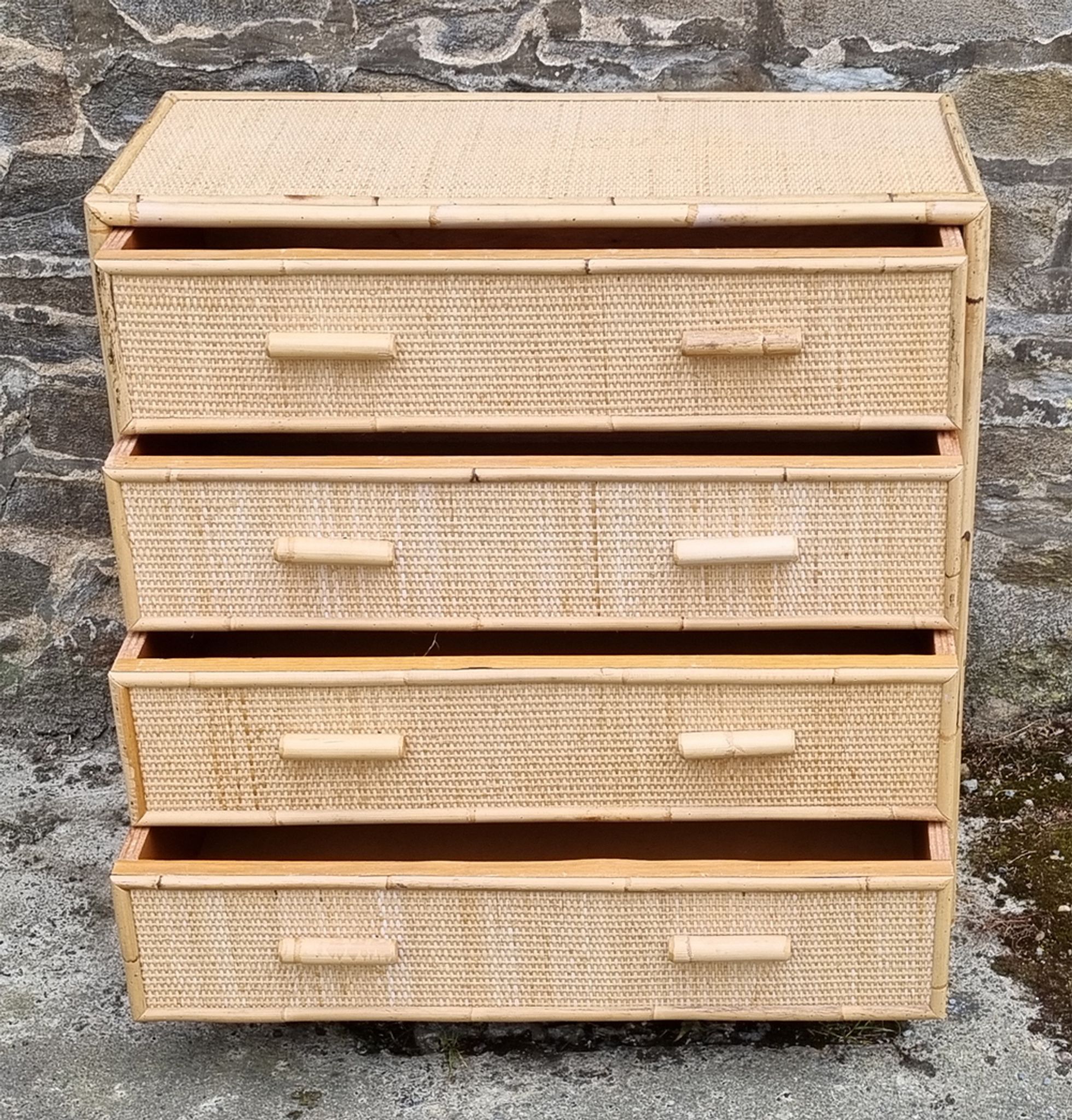 Commode vintage bambou et rotin années 60 / 70