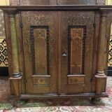 Buffet deux corps allemand en bois sculpté