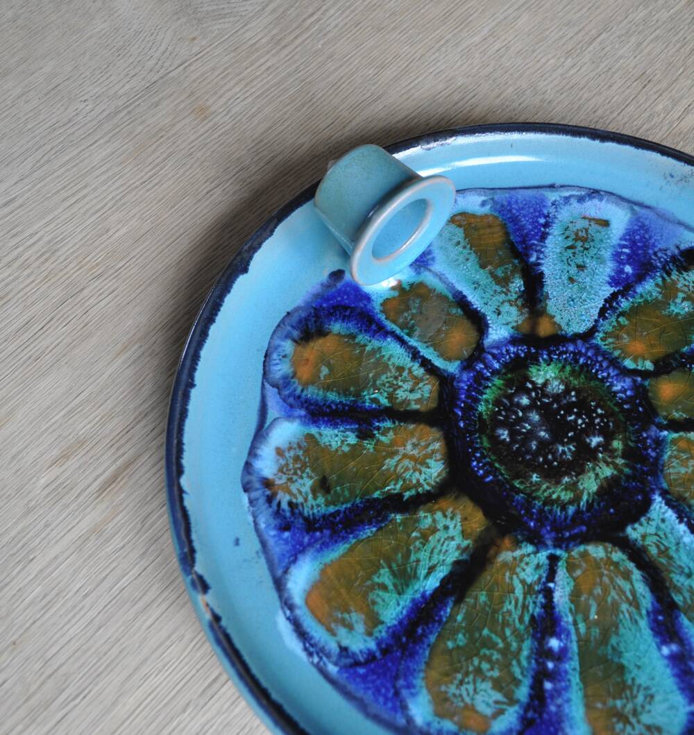 Danish ceramic candlestick from Jette Hellerøe, 1970s