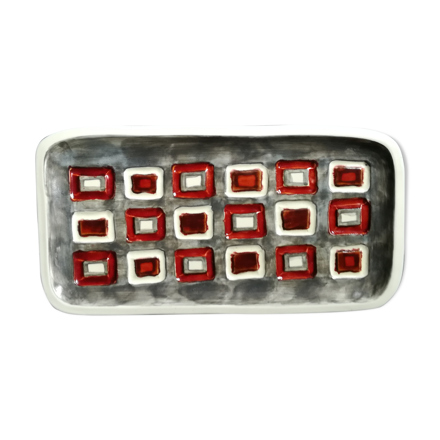 Empty ceramic pocket, circa 1950, signed.