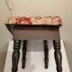 Antique footrest stool in wood and fabric