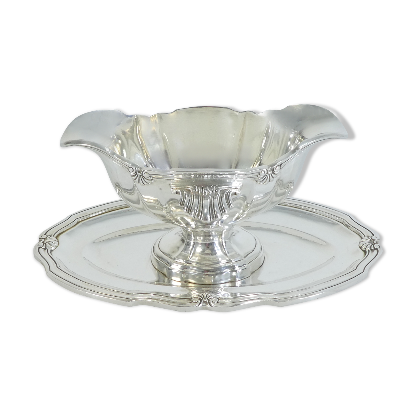 Victor Saglier gravy boat in silver metal