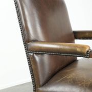 Wooden cow leather English Gainsborough chair with a stunning appearance