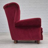 1960s, Danish relax armchair, original condition, red furniture velour.