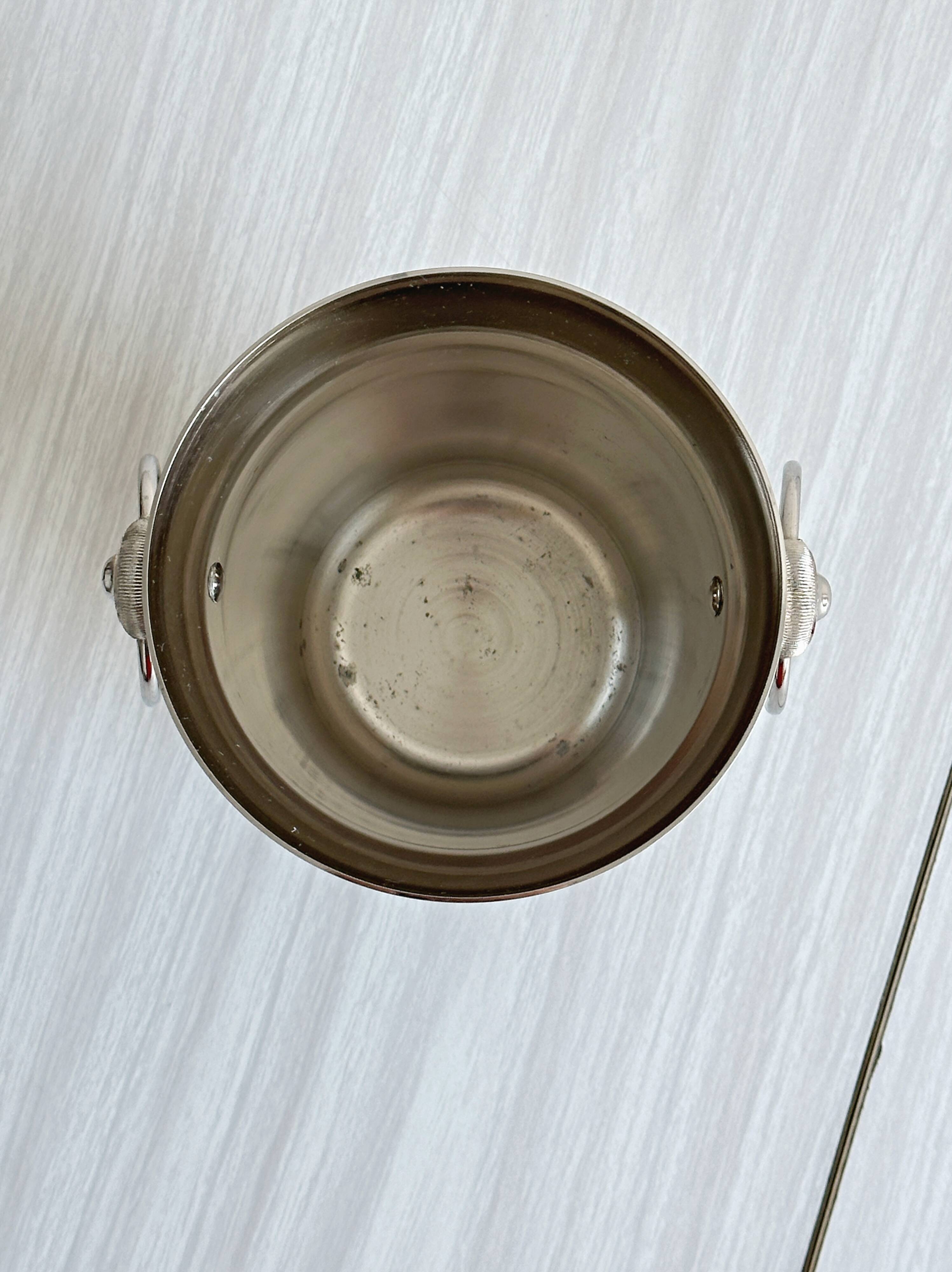Small silver metal ice bucket