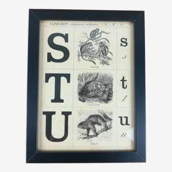 Framed s-t u alphabet board