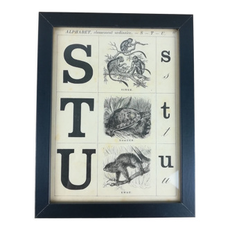 Framed s-t u alphabet board