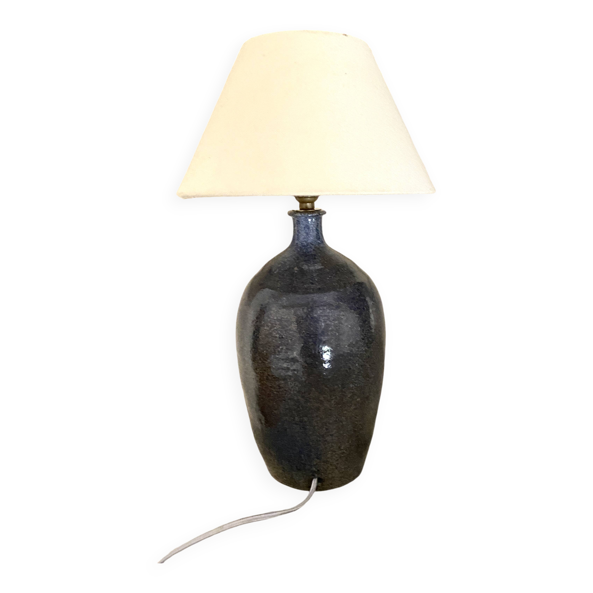 Ceramic lamp, 2 M fabric cable, cotton lampshade