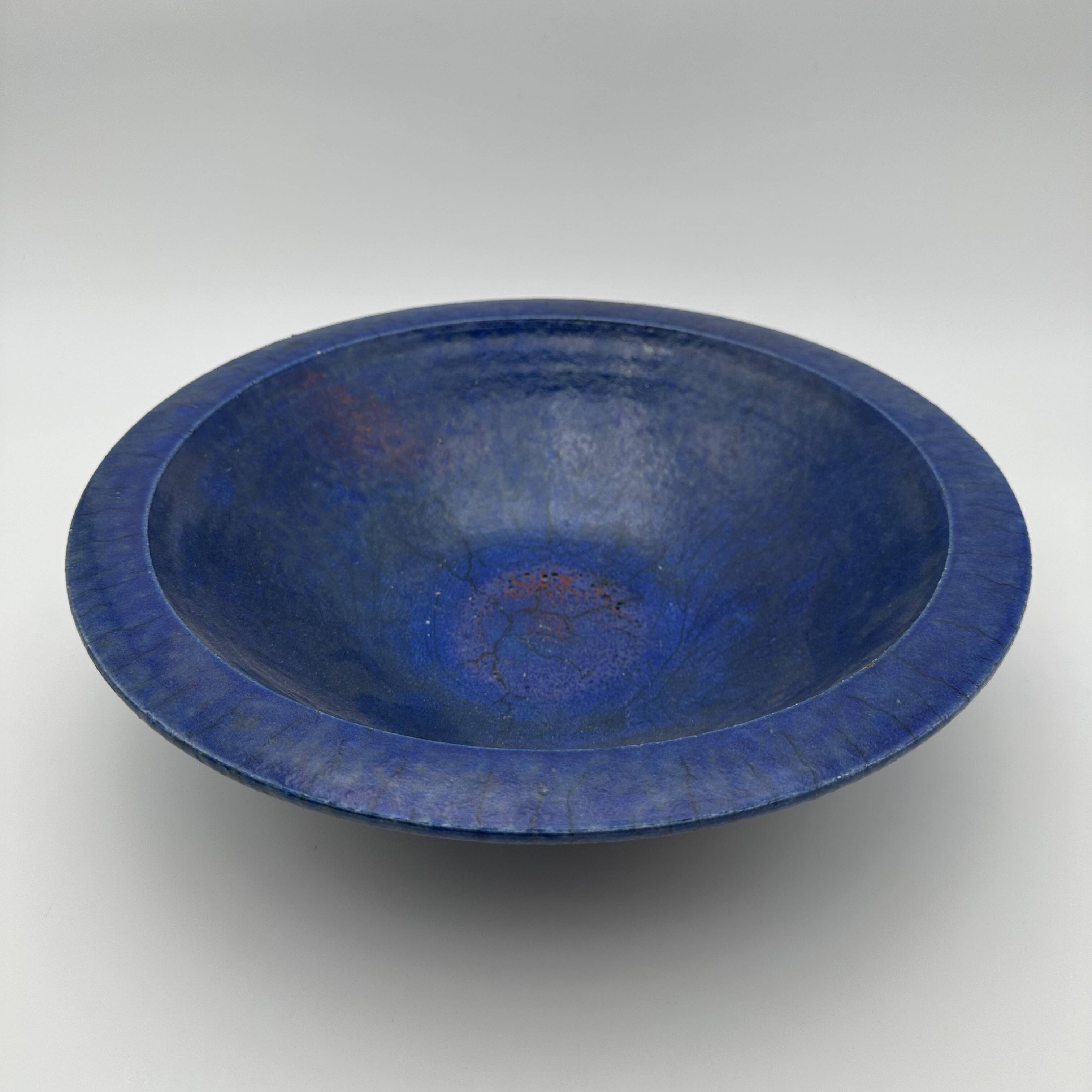 Brutalist Cup in Deep Blue Glazed Ceramic, Signed Studio Piece