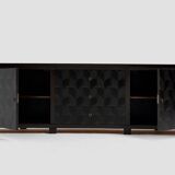 Brutalist Oak Craftsmanship Sideboard, 1960s/70s, Germany, Brass Accents