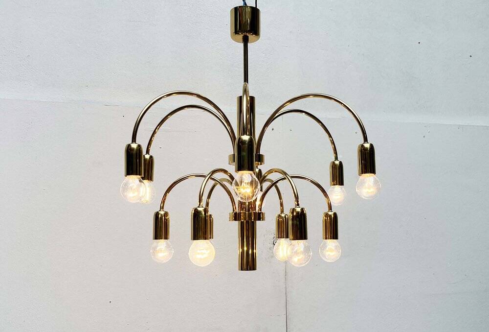 German vintage brass chandelier by Star Leuchten, 1970s.