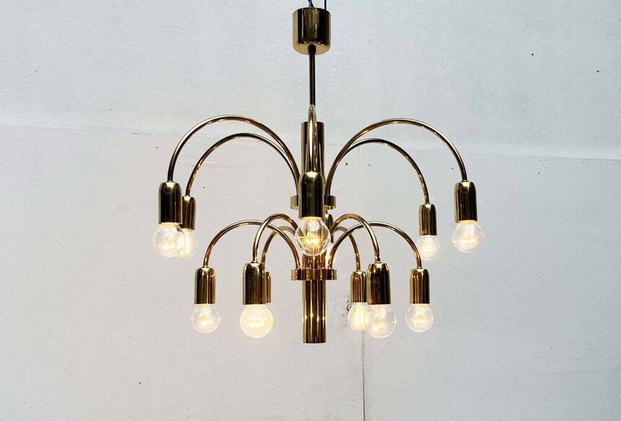 German vintage brass chandelier by Star Leuchten, 1970s.